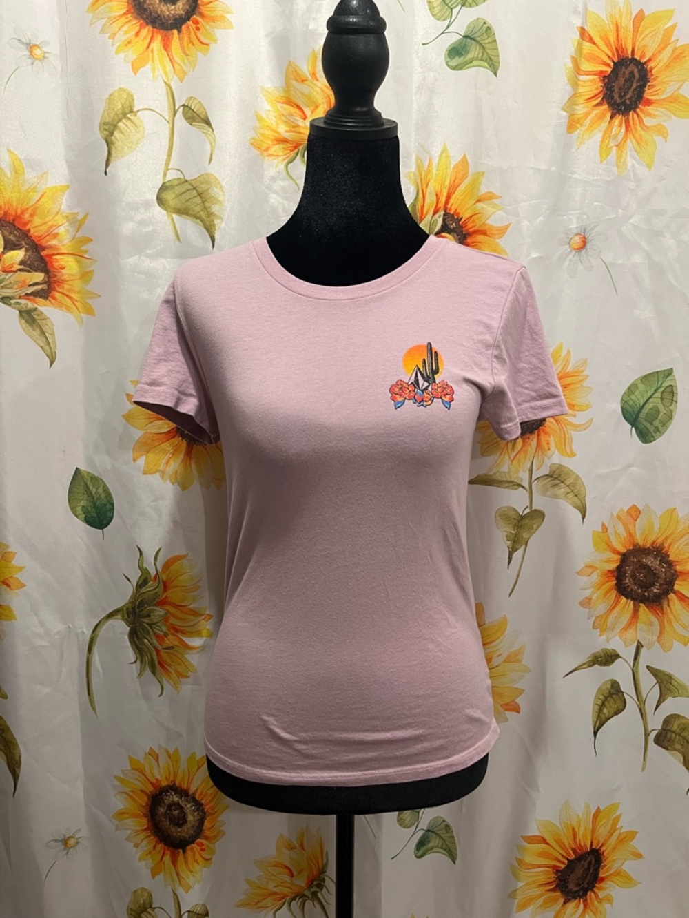 Volcom Lavender Short Sleeve Tee with Desert Cactus Graphic